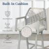 imageBest Choice Products Outdoor Bar Stools Set of 2 Bar Height 360 Swivel Aluminum Frame AllWeather Woven Rope Chair Design wArmrests  GrayMeteorGrayMeteor