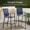 imageBest Choice Products Outdoor Bar Stools Set of 2 Bar Height Patio Furniture All Weather Mesh Design wArmrest  BlackNavyBlackNavy
