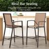 imageBest Choice Products Outdoor Bar Stools Set of 2 Bar Height Patio Furniture All Weather Mesh Design wArmrest  BlackNavyBrownLight Brown