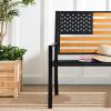 imageBest Choice Products Outdoor Bench 2Person Steel IndoorOutdoor Bench for Garden Patio Porch Entryway wAmerican Flag 790lb Capacity  BlackWoodBlackWood