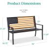 imageBest Choice Products Outdoor Bench 2Person Steel IndoorOutdoor Bench for Garden Patio Porch Entryway wAmerican Flag 790lb Capacity  BlackWoodBlackWood