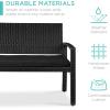 imageBest Choice Products Outdoor Bench 2Person Wicker Garden Patio Benches Seating Furniture for Backyard Porch wSeat Cushion 700lb Capacity  BrownRedBlackBlack