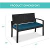 imageBest Choice Products Outdoor Bench 2Person Wicker Garden Patio Benches Seating Furniture for Backyard Porch wSeat Cushion 700lb Capacity  BrownRedBlueBlack