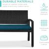 imageBest Choice Products Outdoor Bench 2Person Wicker Garden Patio Benches Seating Furniture for Backyard Porch wSeat Cushion 700lb Capacity  BrownRedBlueBlack