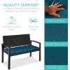 imageBest Choice Products Outdoor Bench 2Person Wicker Garden Patio Benches Seating Furniture for Backyard Porch wSeat Cushion 700lb Capacity  BrownRedBlueBlack