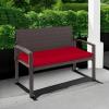 imageBest Choice Products Outdoor Bench 2Person Wicker Garden Patio Benches Seating Furniture for Backyard Porch wSeat Cushion 700lb Capacity  BrownRedBrownRed