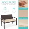 imageBest Choice Products Outdoor Bench 2Person Wicker Garden Patio Benches Seating Furniture for Backyard Porch wSeat Cushion 700lb Capacity  BrownRedBrownTan