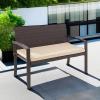 imageBest Choice Products Outdoor Bench 2Person Wicker Garden Patio Benches Seating Furniture for Backyard Porch wSeat Cushion 700lb Capacity  BrownRedBrownTan