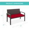 imageBest Choice Products Outdoor Bench 2Person Wicker Garden Patio Benches Seating Furniture for Backyard Porch wSeat Cushion 700lb Capacity  BrownRedBrownRed