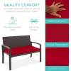 imageBest Choice Products Outdoor Bench 2Person Wicker Garden Patio Benches Seating Furniture for Backyard Porch wSeat Cushion 700lb Capacity  BrownRedBrownRed