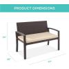imageBest Choice Products Outdoor Bench 2Person Wicker Garden Patio Benches Seating Furniture for Backyard Porch wSeat Cushion 700lb Capacity  BrownRedBrownTan