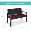 imageBest Choice Products Outdoor Bench 2Person Wicker Garden Patio Benches Seating Furniture for Backyard Porch wSeat Cushion 700lb Capacity  BrownRedBurgundyBlack