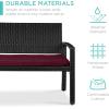 imageBest Choice Products Outdoor Bench 2Person Wicker Garden Patio Benches Seating Furniture for Backyard Porch wSeat Cushion 700lb Capacity  BrownRedBurgundyBlack