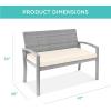 imageBest Choice Products Outdoor Bench 2Person Wicker Garden Patio Benches Seating Furniture for Backyard Porch wSeat Cushion 700lb Capacity  BrownRedCreamGray