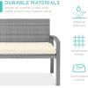 imageBest Choice Products Outdoor Bench 2Person Wicker Garden Patio Benches Seating Furniture for Backyard Porch wSeat Cushion 700lb Capacity  BrownRedCreamGray