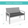 imageBest Choice Products Outdoor Bench 2Person Wicker Garden Patio Benches Seating Furniture for Backyard Porch wSeat Cushion 700lb Capacity  BrownRedGrayGray