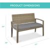 imageBest Choice Products Outdoor Bench 2Person Wicker Garden Patio Benches Seating Furniture for Backyard Porch wSeat Cushion 700lb Capacity  BrownRedGrayTaupe