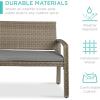 imageBest Choice Products Outdoor Bench 2Person Wicker Garden Patio Benches Seating Furniture for Backyard Porch wSeat Cushion 700lb Capacity  BrownRedGrayTaupe