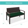imageBest Choice Products Outdoor Bench 2Person Wicker Garden Patio Benches Seating Furniture for Backyard Porch wSeat Cushion 700lb Capacity  BrownRedGreenBrown