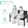 imageBest Choice Products Outdoor Bench 2Person Wicker Garden Patio Benches Seating Furniture for Backyard Porch wSeat Cushion 700lb Capacity  BrownRedGreenBrown