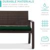imageBest Choice Products Outdoor Bench 2Person Wicker Garden Patio Benches Seating Furniture for Backyard Porch wSeat Cushion 700lb Capacity  BrownRedGreenBrown