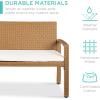 imageBest Choice Products Outdoor Bench 2Person Wicker Garden Patio Benches Seating Furniture for Backyard Porch wSeat Cushion 700lb Capacity  BrownRedIvoryNatural