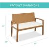 imageBest Choice Products Outdoor Bench 2Person Wicker Garden Patio Benches Seating Furniture for Backyard Porch wSeat Cushion 700lb Capacity  BrownRedIvoryNatural