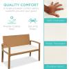 imageBest Choice Products Outdoor Bench 2Person Wicker Garden Patio Benches Seating Furniture for Backyard Porch wSeat Cushion 700lb Capacity  BrownRedIvoryNatural
