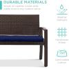 imageBest Choice Products Outdoor Bench 2Person Wicker Garden Patio Benches Seating Furniture for Backyard Porch wSeat Cushion 700lb Capacity  BrownRedNavyBrown