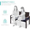 imageBest Choice Products Outdoor Bench 2Person Wicker Garden Patio Benches Seating Furniture for Backyard Porch wSeat Cushion 700lb Capacity  BrownRedNavyBrown