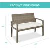 imageBest Choice Products Outdoor Bench 2Person Wicker Garden Patio Benches Seating Furniture for Backyard Porch wSeat Cushion 700lb Capacity  BrownRedSandTaupe