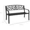 imageBest Choice Products Outdoor Bench Steel Garden Patio Porch Furniture for Lawn Park Deck wFloral Design Backrest Slatted Seat  BrownBlack