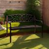 imageBest Choice Products Outdoor Bench Steel Garden Patio Porch Furniture for Lawn Park Deck wFloral Design Backrest Slatted Seat  BrownBrown