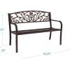 imageBest Choice Products Outdoor Bench Steel Garden Patio Porch Furniture for Lawn Park Deck wFloral Design Backrest Slatted Seat  BrownBrown