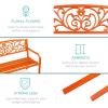 imageBest Choice Products Outdoor Bench Steel Garden Patio Porch Furniture for Lawn Park Deck wFloral Design Backrest Slatted Seat  BrownCarrot