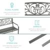 imageBest Choice Products Outdoor Bench Steel Garden Patio Porch Furniture for Lawn Park Deck wFloral Design Backrest Slatted Seat  BrownGrey