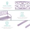 imageBest Choice Products Outdoor Bench Steel Garden Patio Porch Furniture for Lawn Park Deck wFloral Design Backrest Slatted Seat  BrownLavender