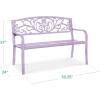 imageBest Choice Products Outdoor Bench Steel Garden Patio Porch Furniture for Lawn Park Deck wFloral Design Backrest Slatted Seat  BrownLavender