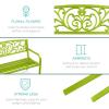 imageBest Choice Products Outdoor Bench Steel Garden Patio Porch Furniture for Lawn Park Deck wFloral Design Backrest Slatted Seat  BrownLime Green