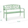 imageBest Choice Products Outdoor Bench Steel Garden Patio Porch Furniture for Lawn Park Deck wFloral Design Backrest Slatted Seat  BrownMint Green