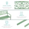 imageBest Choice Products Outdoor Bench Steel Garden Patio Porch Furniture for Lawn Park Deck wFloral Design Backrest Slatted Seat  BrownMint Green