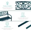 imageBest Choice Products Outdoor Bench Steel Garden Patio Porch Furniture for Lawn Park Deck wFloral Design Backrest Slatted Seat  BrownPeacock Blue