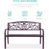 imageBest Choice Products Outdoor Bench Steel Garden Patio Porch Furniture for Lawn Park Deck wFloral Design Backrest Slatted Seat  BrownPurple
