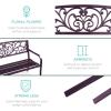 imageBest Choice Products Outdoor Bench Steel Garden Patio Porch Furniture for Lawn Park Deck wFloral Design Backrest Slatted Seat  BrownPurple