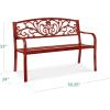 imageBest Choice Products Outdoor Bench Steel Garden Patio Porch Furniture for Lawn Park Deck wFloral Design Backrest Slatted Seat  BrownRust
