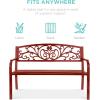 imageBest Choice Products Outdoor Bench Steel Garden Patio Porch Furniture for Lawn Park Deck wFloral Design Backrest Slatted Seat  BrownRust