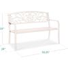 imageBest Choice Products Outdoor Bench Steel Garden Patio Porch Furniture for Lawn Park Deck wFloral Design Backrest Slatted Seat  BrownWhite