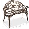 imageBest Choice Products Outdoor Bench Steel Garden Patio Porch Loveseat Furniture for Lawn Park Deck Seating wFloral Rose Accent Antique Finish  WhiteBrown
