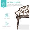 imageBest Choice Products Outdoor Bench Steel Garden Patio Porch Loveseat Furniture for Lawn Park Deck Seating wFloral Rose Accent Antique Finish  WhiteBrown