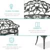imageBest Choice Products Outdoor Bench Steel Garden Patio Porch Loveseat Furniture for Lawn Park Deck Seating wFloral Rose Accent Antique Finish  WhiteGreenBlack